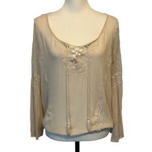 American Eagle Outfitters Bell Sleeve Top Off White Size Medium